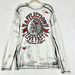 Affliction AC Stampede Long Sleeve Tee Shirt Size 2X White AOP Y2K Jesse Pinkman